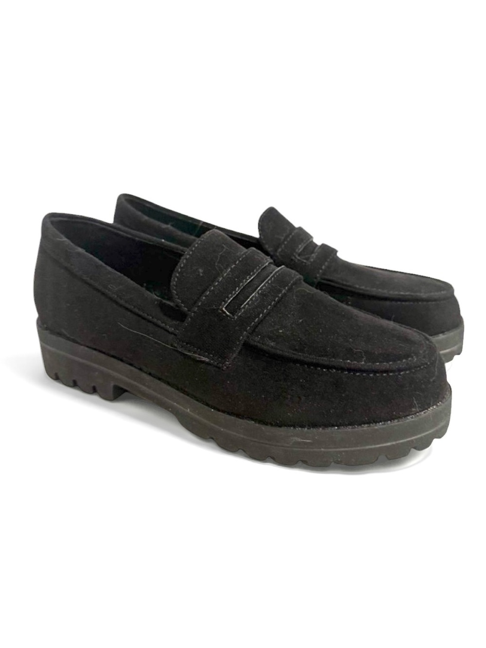 Hey Girl by Corkys Inspo Black Faux Suede Lug Sole Loafer Women’s 7 (EU 37)